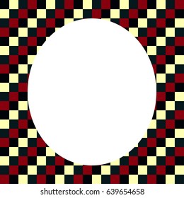 
Round frame on the background of a geometric background of colored squares. Place for text.vector  Illustration.
