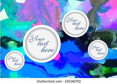 round frame on a blue watercolor background