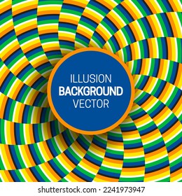 Marco redondo sobre la ilusión óptica colorida hipnótica fondo de patrón de rayas espirales en movimiento.