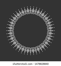 Round frame on a dark background. Vector illustration