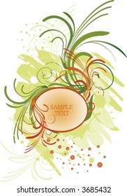 round frame on grunge background - vector