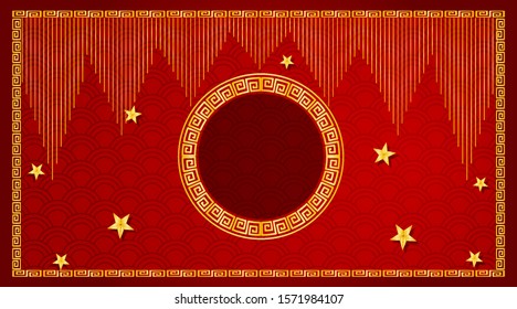Round frame on red background illustration