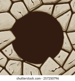 Round frame on simple brown stone seamless pattern