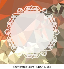 Round frame on a square mosaic background. Copy space. Vector clip art.
