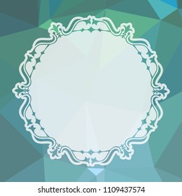 Round frame on a square mosaic background. Copy space. Vector clip art.