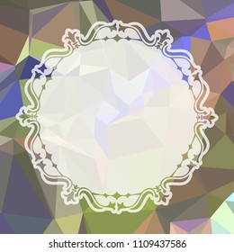 Round frame on a square mosaic background. Copy space. Vector clip art.