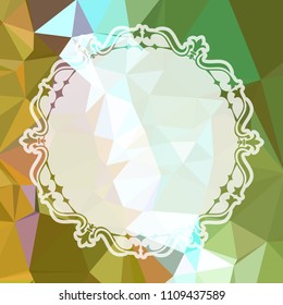 Round frame on a square mosaic background. Copy space. Vector clip art.