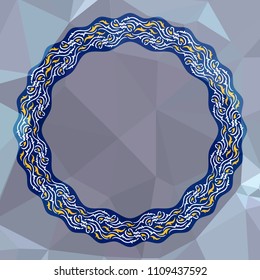 Round frame on a square mosaic background. Copy space. Vector clip art.