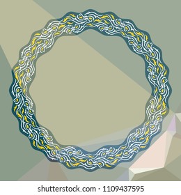 Round frame on a square mosaic background. Copy space. Vector clip art.