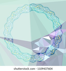 Round frame on a square mosaic background. Copy space. Vector clip art.