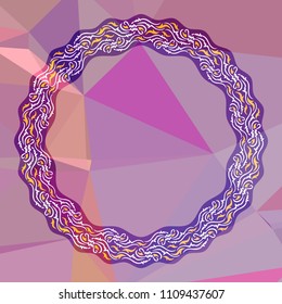 Round frame on a square mosaic background. Copy space. Vector clip art.