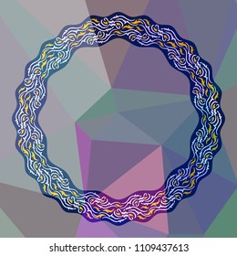 Round frame on a square mosaic background. Copy space. Vector clip art.
