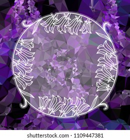 Round frame on a square mosaic background. Copy space. Vector clip art.