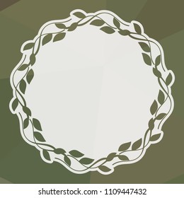 Round frame on a square mosaic background. Copy space. Vector clip art.