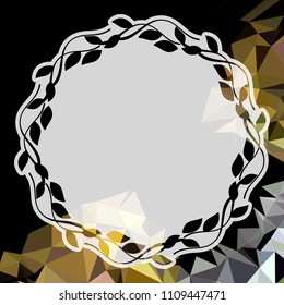 Round frame on a square mosaic background. Copy space. Vector clip art.