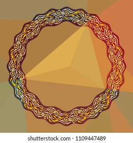 Round frame on a square mosaic background. Copy space. Vector clip art.