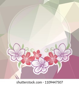 Round frame on a square mosaic background. Copy space. Vector clip art.