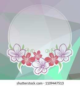 Round frame on a square mosaic background. Copy space. Vector clip art.