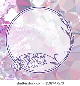 Round frame on a square mosaic background. Copy space. Vector clip art.