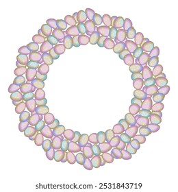 Round frame with opalescent stones - hand drawn vector illustration.