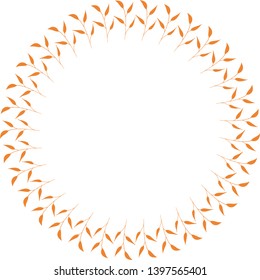 Round frame with orange branches on white background. Isolated wreath for your design.