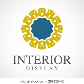 Round frame ornament interior abstract vector logo design template business furniture icon company art shop symbol concept