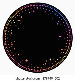 round frame with an ornament of multicolored stars