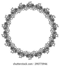 Round frame with outline roses