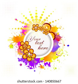round frame of the paint spots with flowers
