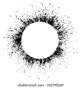Round frame painted by spray paint. Vector illustration. 