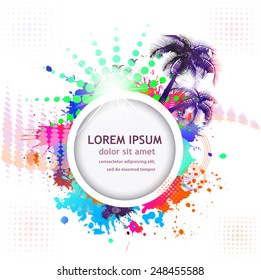 Round frame with palm trees. Vector