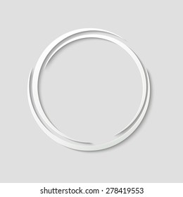 Round frame or paper label with shadow for text or design. Vector illustration