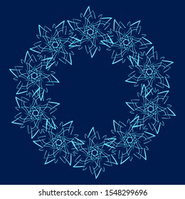 Round frame, pattern, bright colorful flowers on a background. You can place your text in the center.