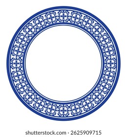 Round frame pattern floral design. ring shape. botanical, natural theme. for decoration, background, home decor, ceramic, fabric, tile. circular border.