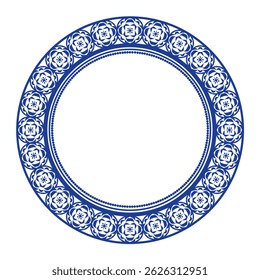 Round frame pattern floral design. ring shape. botanical, natural theme. for decoration, background, home decor, ceramic, fabric, tile. circular border.