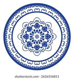 Round frame pattern floral design. ring shape. botanical, natural theme. for decoration, background, home decor, ceramic, fabric, tile. circular border.