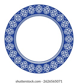Round frame pattern floral design. ring shape. botanical, natural theme. for decoration, background, home decor, ceramic, fabric, tile. circular border.