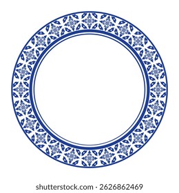 Round frame pattern floral design. ring shape. botanical, natural theme. for decoration, background, home decor, ceramic, fabric, tile. circular border.