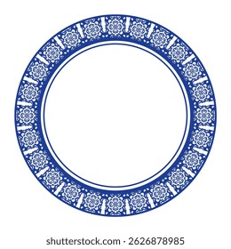 Round frame pattern floral design. ring shape. botanical, natural theme. for decoration, background, home decor, ceramic, fabric, tile. circular border.