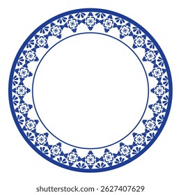 Round frame pattern floral design. ring shape. botanical, natural theme. for decoration, background, home decor, ceramic, fabric, tile. circular border.