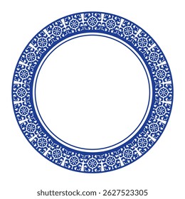 Round frame pattern floral design. ring shape. botanical, natural theme. for decoration, background, home decor, ceramic, fabric, tile. circular border.
