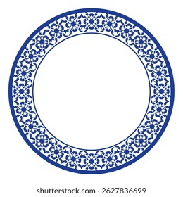 Round frame pattern floral design. ring shape. botanical, natural theme. for decoration, background, home decor, ceramic, fabric, tile. circular border.