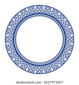 Round frame pattern floral design. ring shape. botanical, natural theme. for decoration, background, home decor, ceramic, fabric, tile. circular border.