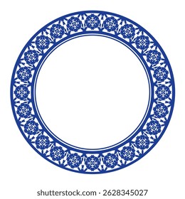Round frame pattern floral design. ring shape. botanical, natural theme. for decoration, background, home decor, ceramic, fabric, tile. circular border.