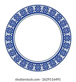 Round frame pattern floral design. ring shape. botanical, natural theme. for decoration, background, home decor, ceramic, fabric, tile. circular border.