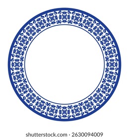 Round frame pattern floral design. ring shape. botanical, natural theme. for decoration, background, home decor, ceramic, fabric, tile. circular border.