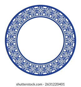 Round frame pattern floral design. ring shape. botanical, natural theme. for decoration, background, home decor, ceramic, fabric, tile. circular border.