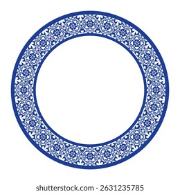 Round frame pattern floral design. ring shape. botanical, natural theme. for decoration, background, home decor, ceramic, fabric, tile. circular border.
