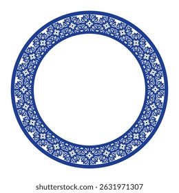 Round frame pattern floral design. ring shape. botanical, natural theme. for decoration, background, home decor, ceramic, fabric, tile. circular border.