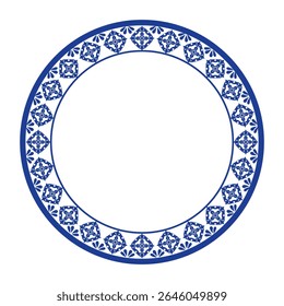 Round frame pattern floral design. ring shape. botanical, natural theme. for decoration, background, home decor, ceramic, fabric, tile. circular border.